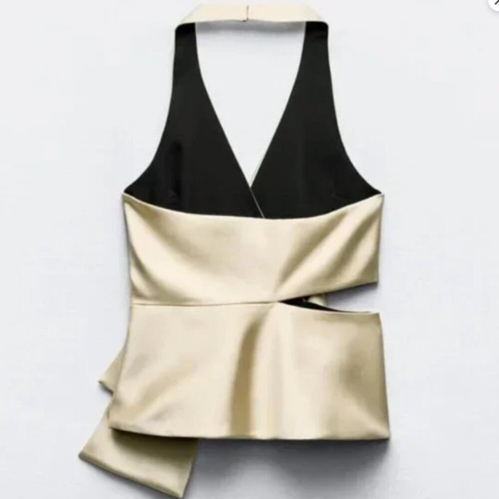 ZARA SATIN TIE TOP SIZE L 3506/399/307 - Picture 3 of 7